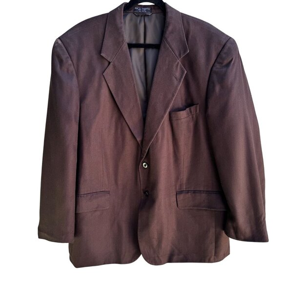 Bert Pulitzer Signature Collection Vintage Mens Brown Pure Silk Blazer Jacket 46 - Picture 1 of 10